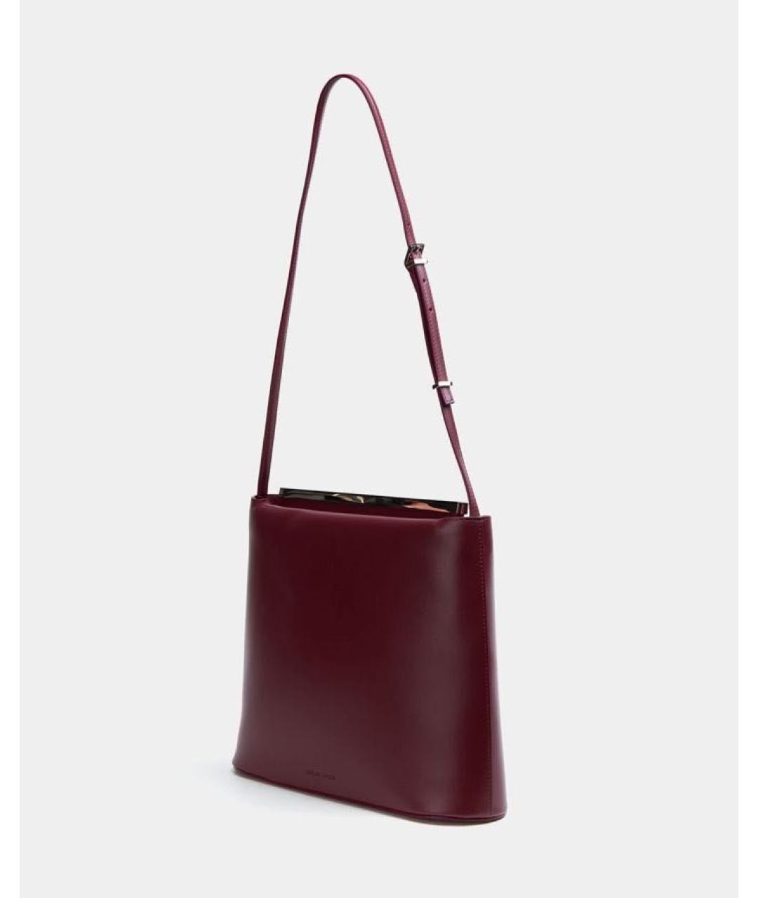 LOULOU STUDIO Бордовая кожаная сумка с короткими ручками, фото 2
