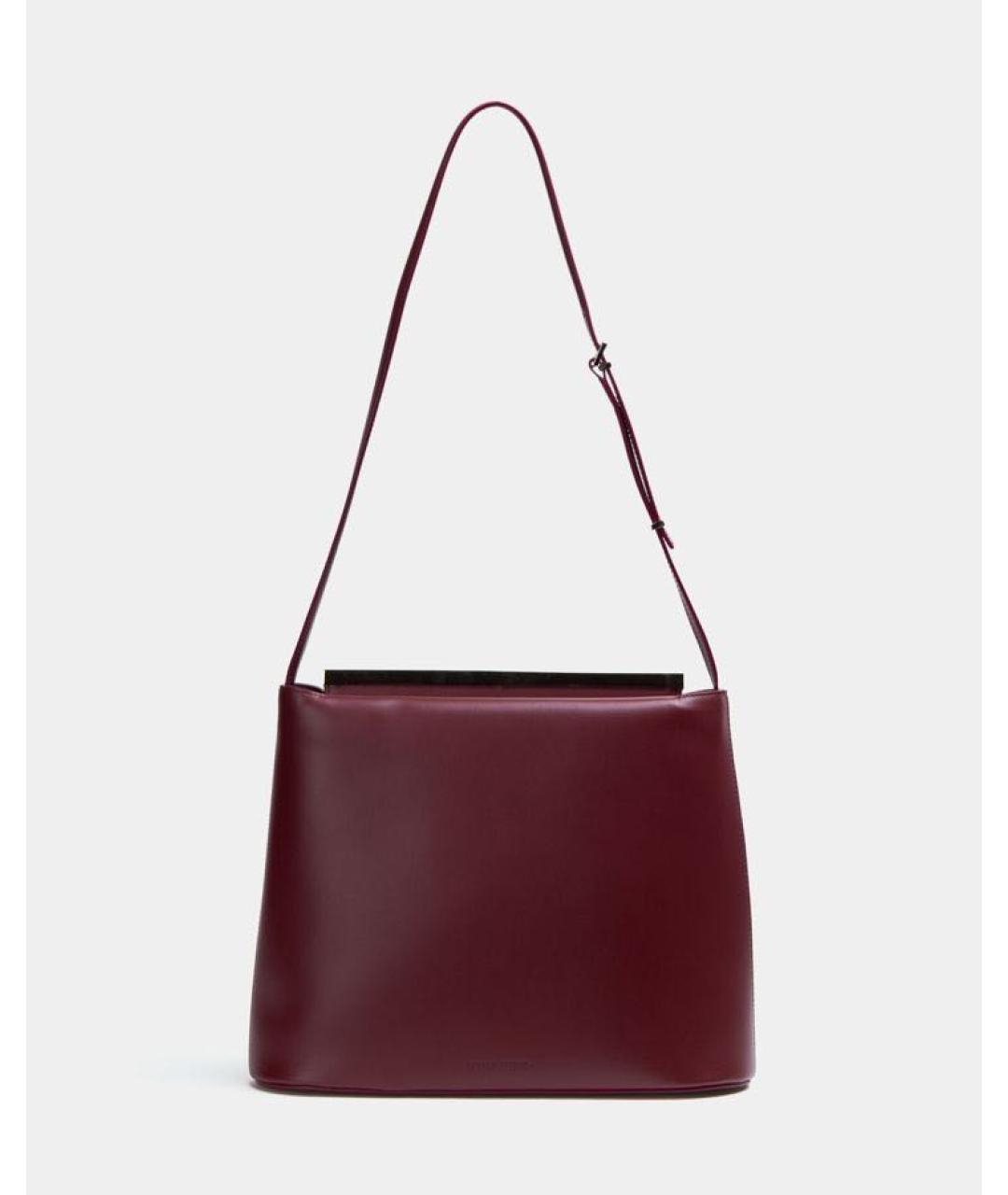 LOULOU STUDIO Бордовая кожаная сумка с короткими ручками, фото 5