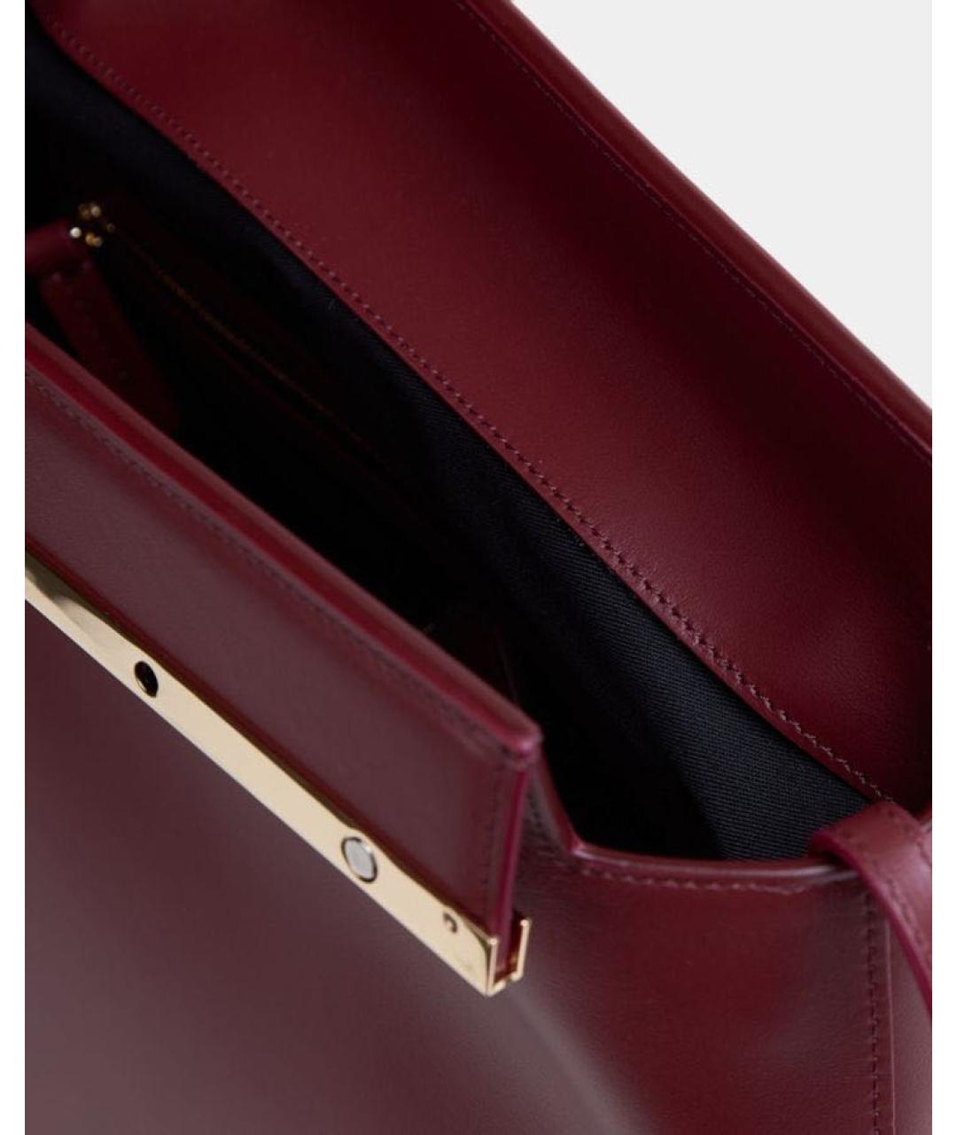 LOULOU STUDIO Бордовая кожаная сумка с короткими ручками, фото 4