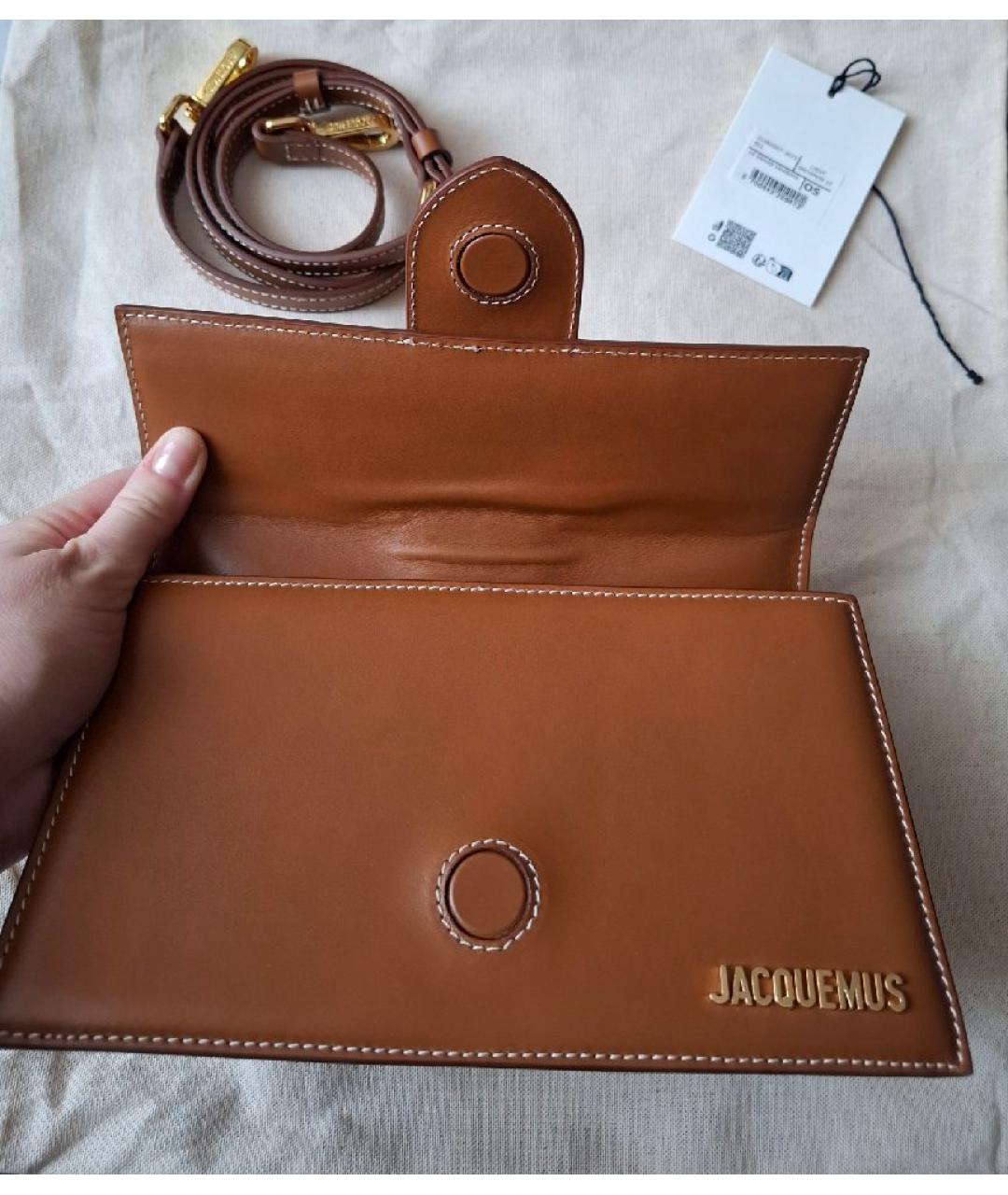 JACQUEMUS Коричневая кожаная сумка через плечо, фото 4