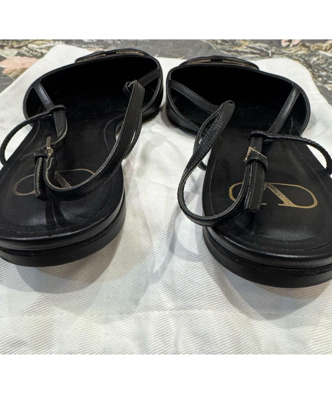 VALENTINO Черные кожаные лодочки на низком каблуке, фото 5