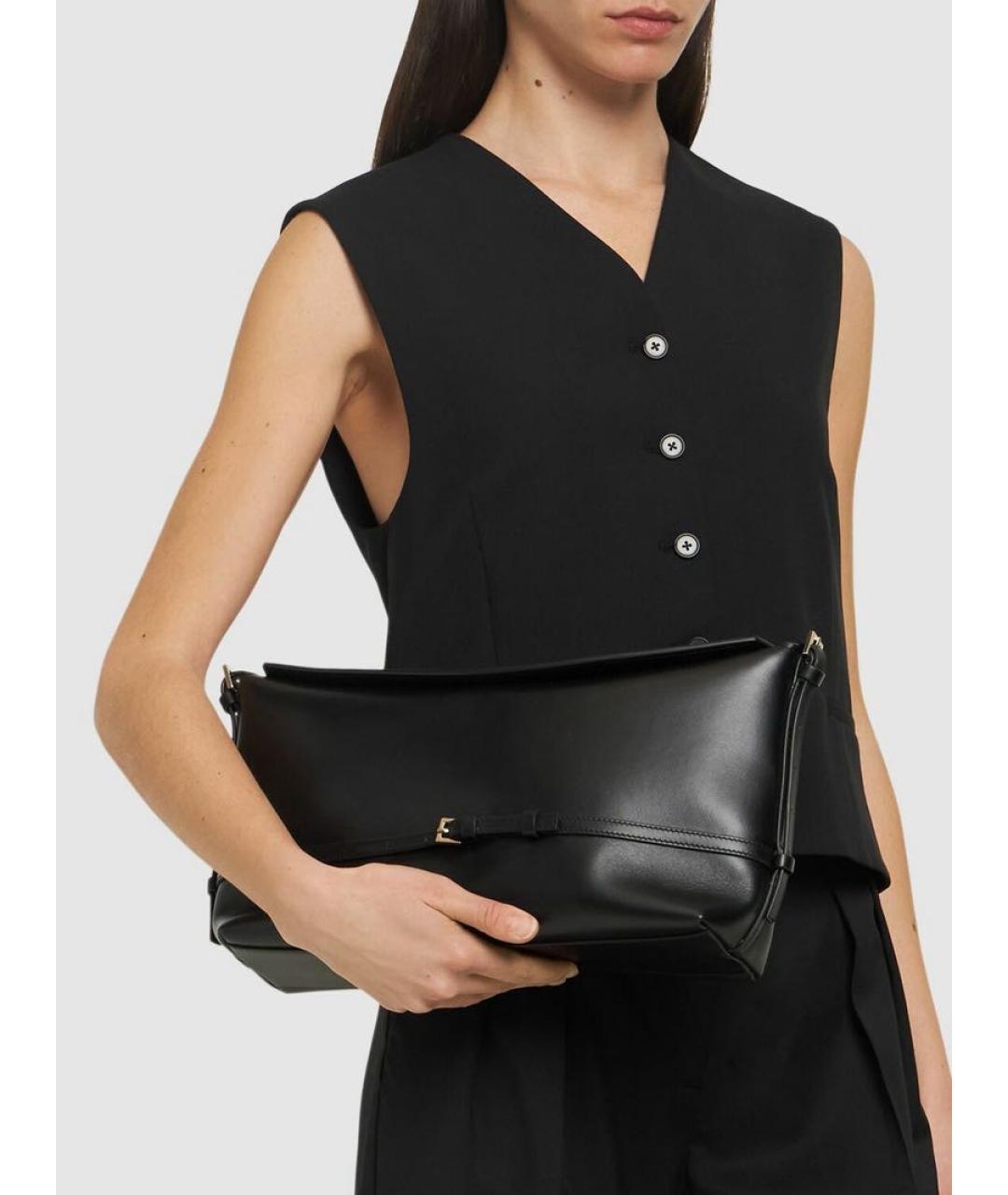 LOULOU STUDIO Черная кожаная сумка с короткими ручками, фото 6