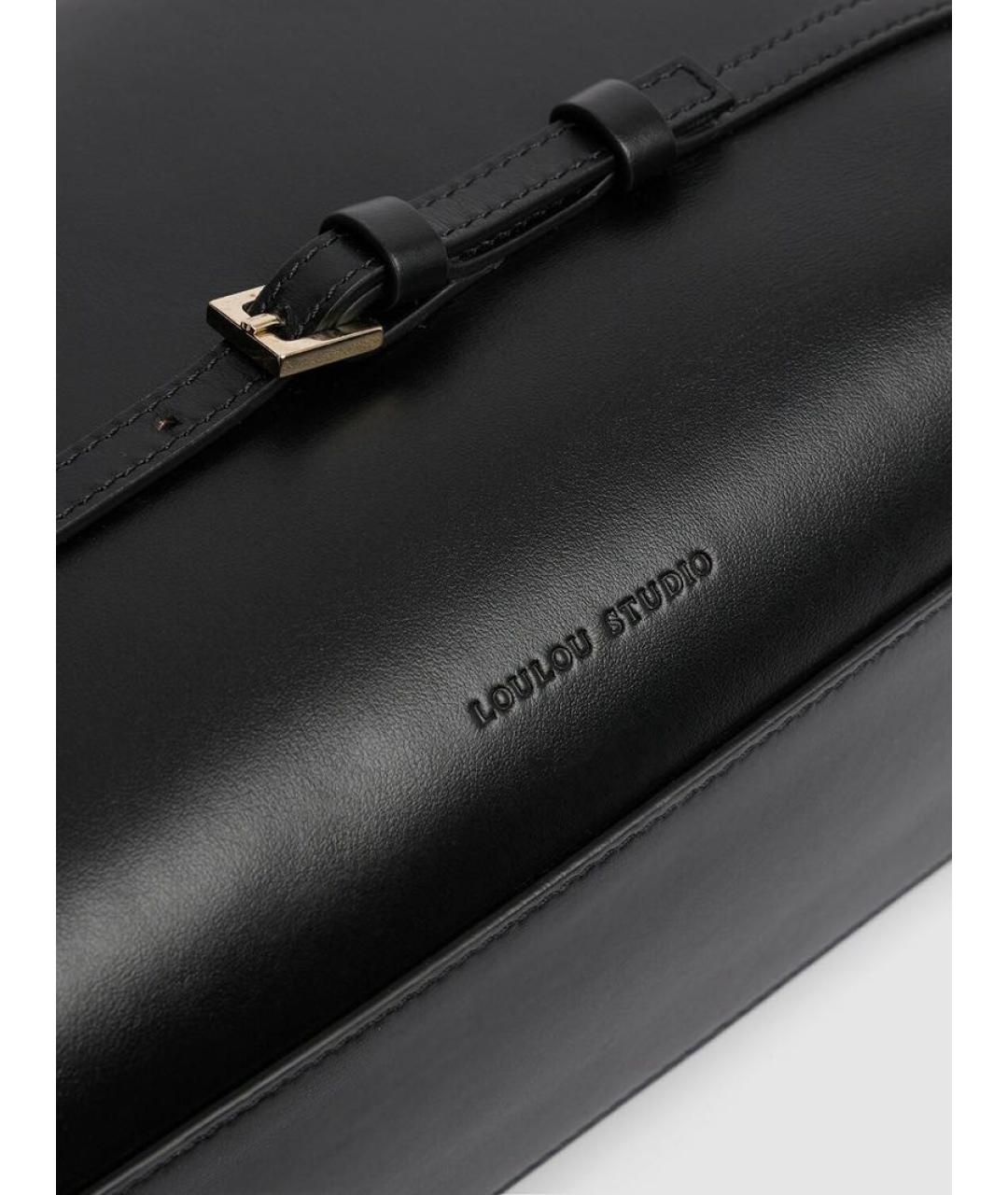 LOULOU STUDIO Черная кожаная сумка с короткими ручками, фото 3