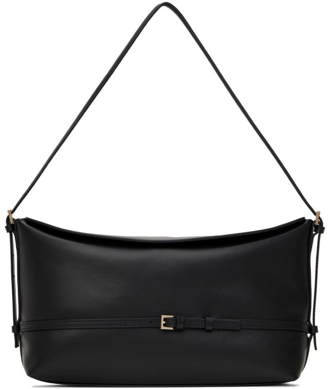 LOULOU STUDIO Черная кожаная сумка с короткими ручками, фото 1