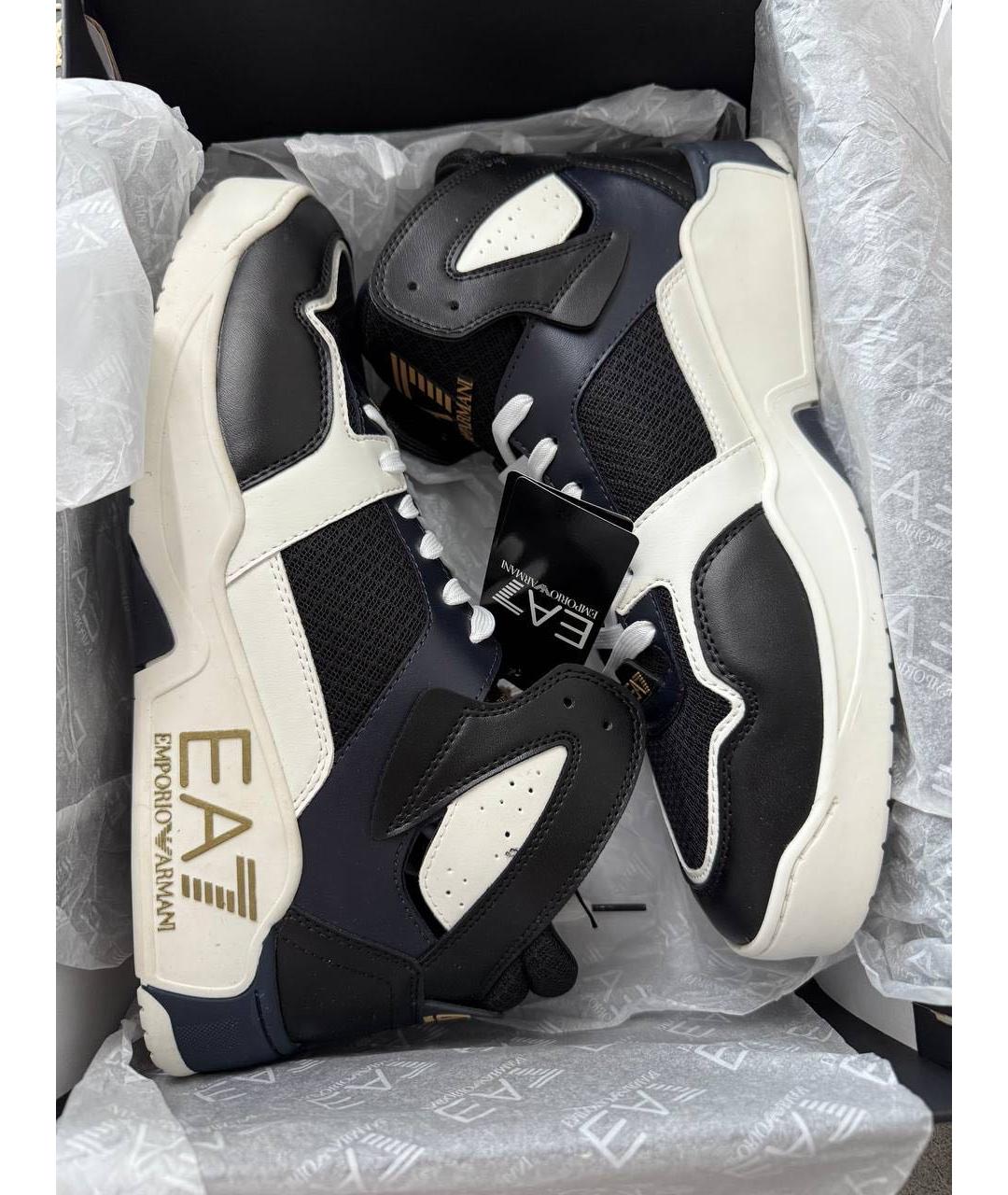 EA7 Темно-синие высокие кроссовки / кеды из искусственной кожи, фото 5