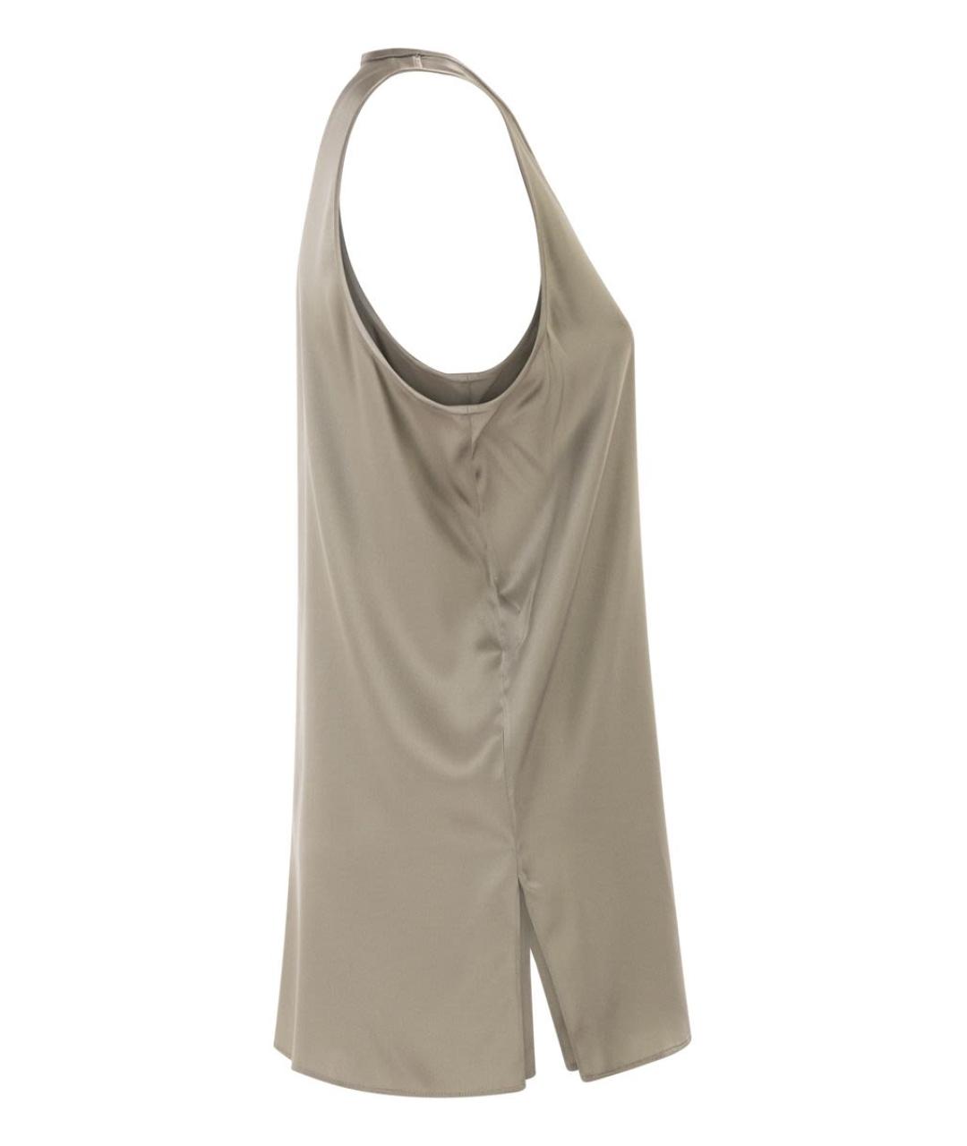 BRUNELLO CUCINELLI Бежевая шелковая майка, фото 3