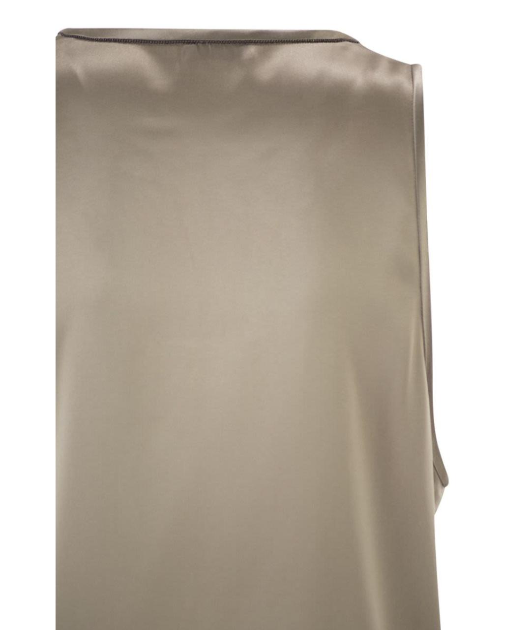 BRUNELLO CUCINELLI Бежевая шелковая майка, фото 4