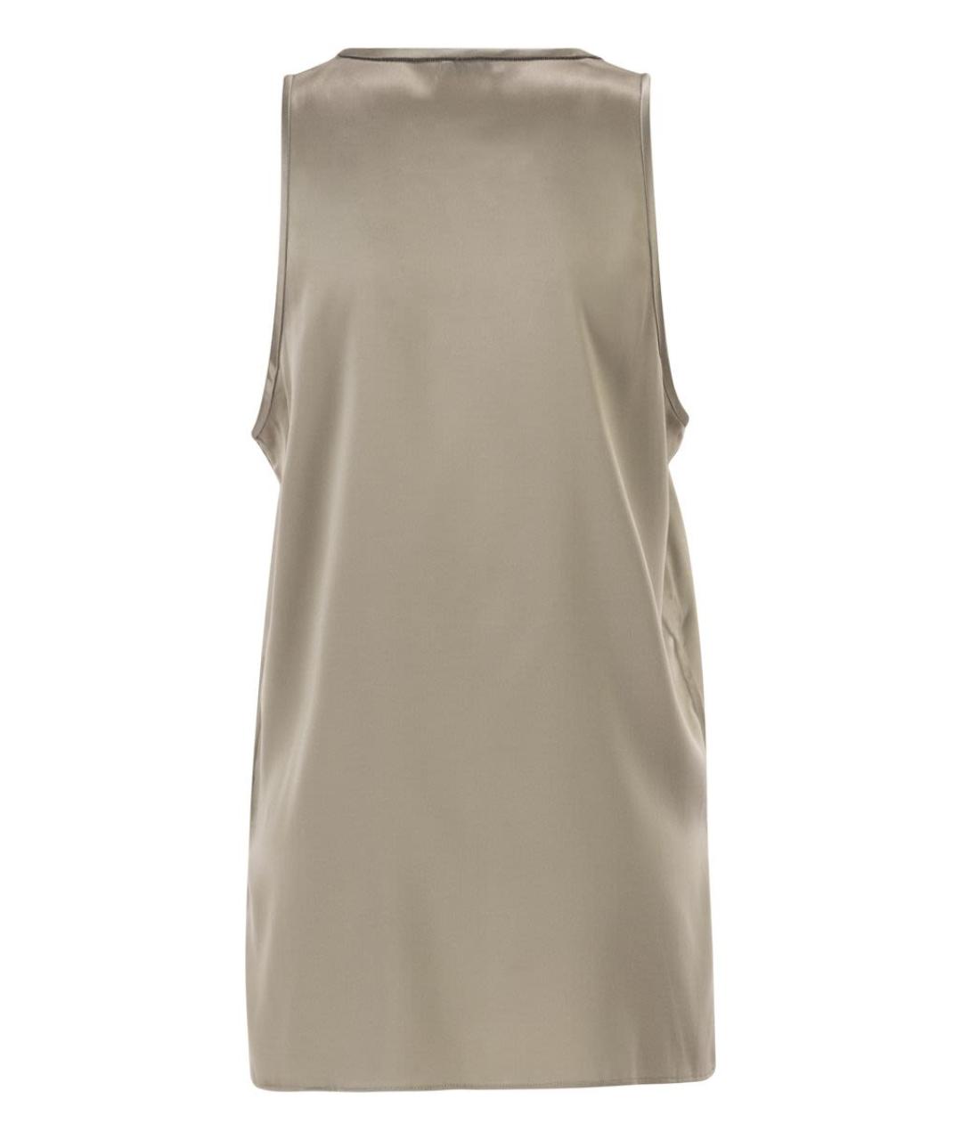 BRUNELLO CUCINELLI Бежевая шелковая майка, фото 2