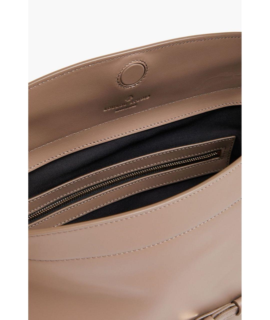 LOULOU STUDIO Бежевая кожаная сумка с короткими ручками, фото 4