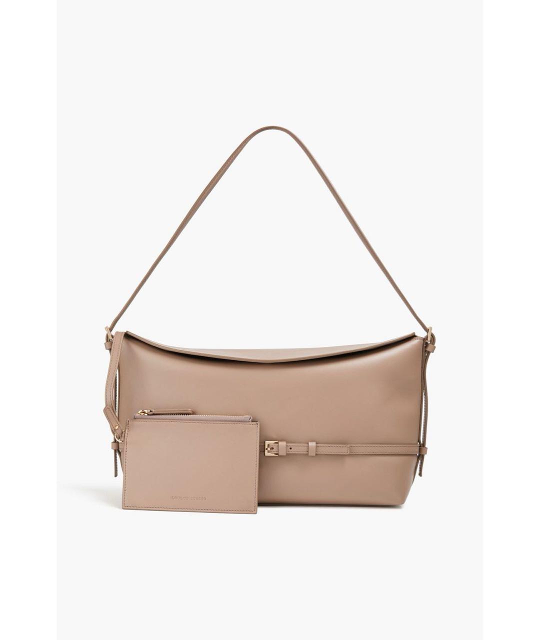 LOULOU STUDIO Бежевая кожаная сумка с короткими ручками, фото 3