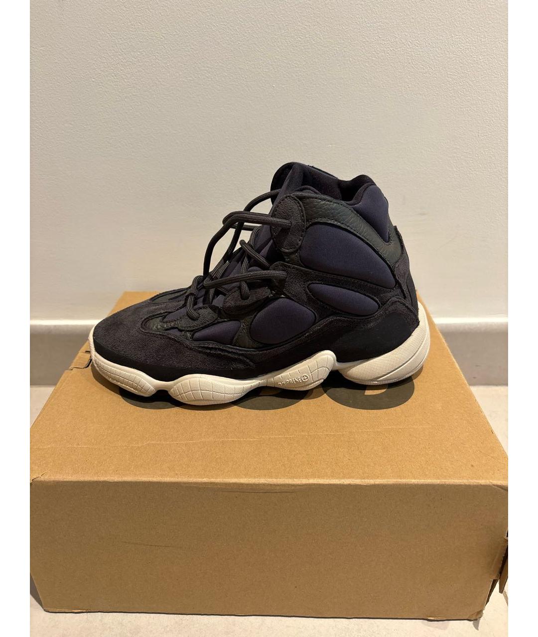 ADIDAS YEEZY Темно-синие текстильные высокие кроссовки / кеды, фото 5