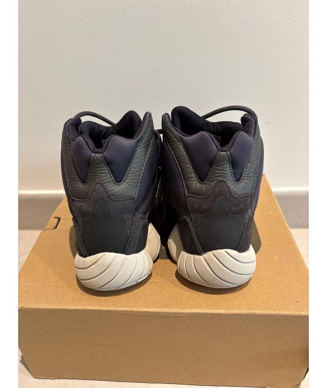 ADIDAS YEEZY Темно-синие текстильные высокие кроссовки / кеды, фото 3