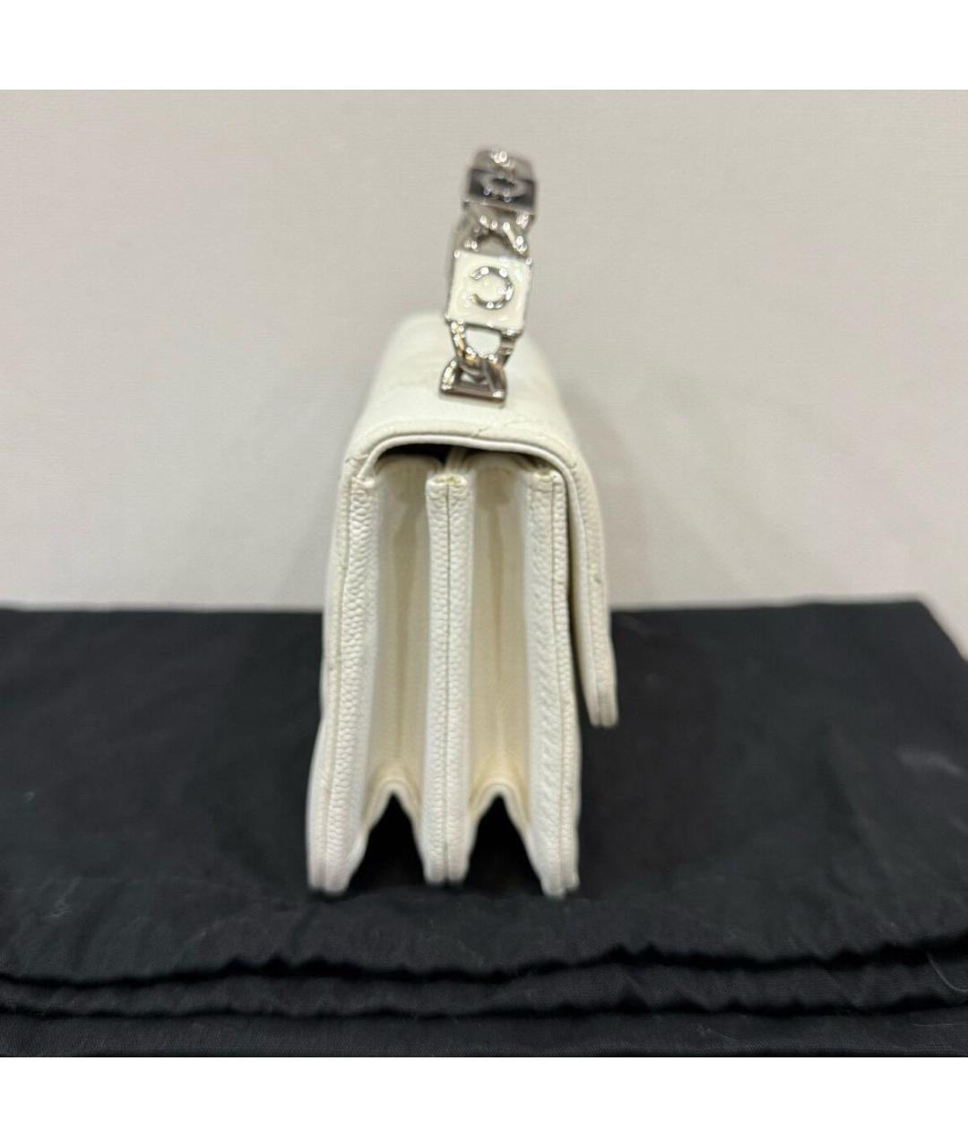 CHANEL Белая кожаная сумка через плечо, фото 5