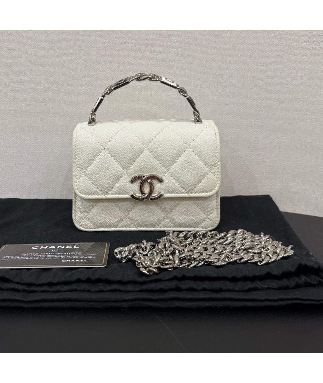 CHANEL Белая кожаная сумка через плечо, фото 2