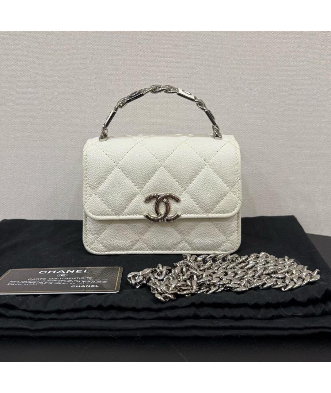 CHANEL Белая кожаная сумка через плечо, фото 8