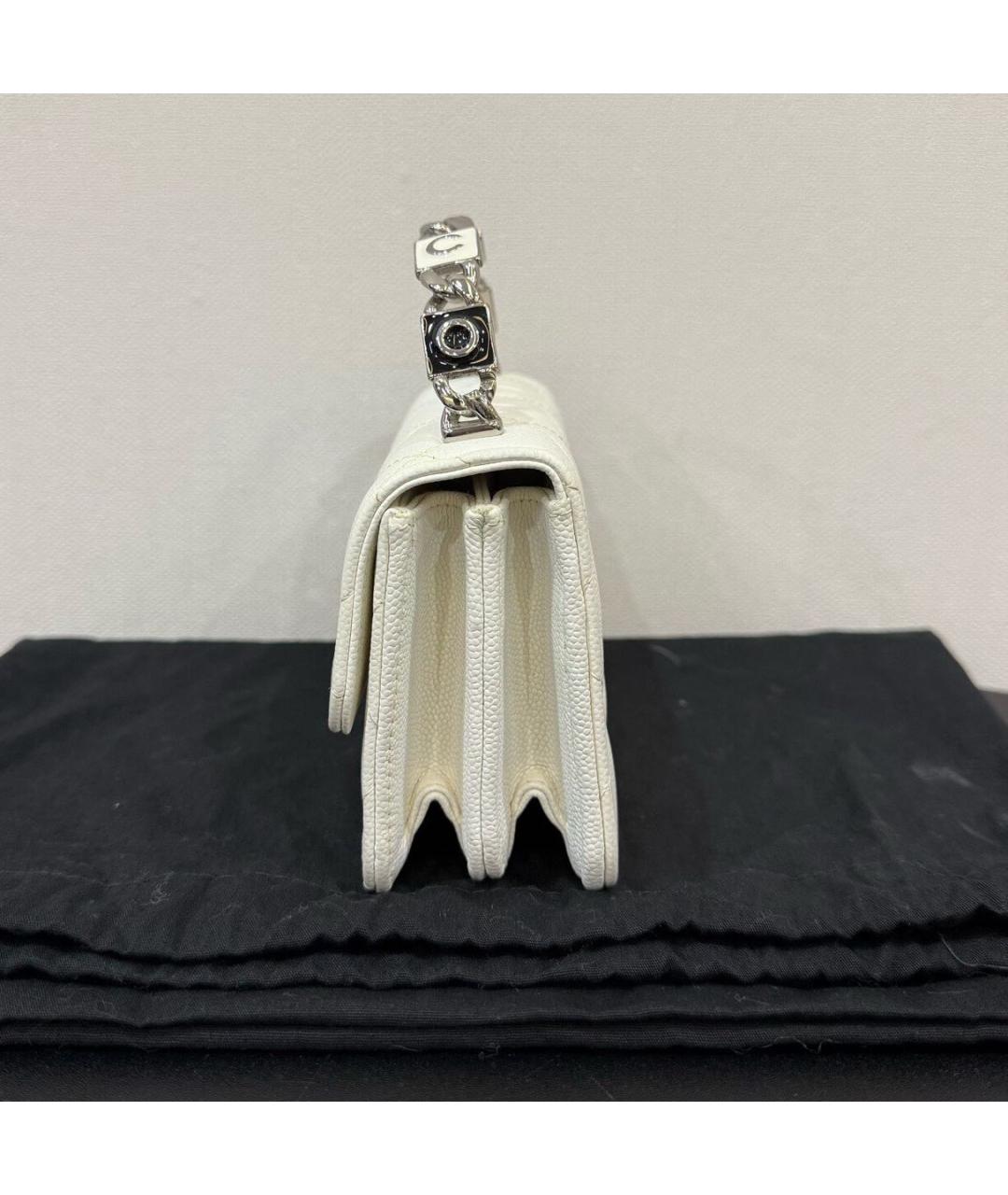 CHANEL Белая кожаная сумка через плечо, фото 4