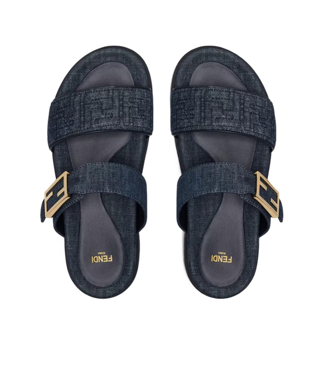 FENDI Синие текстильные сандалии, фото 3