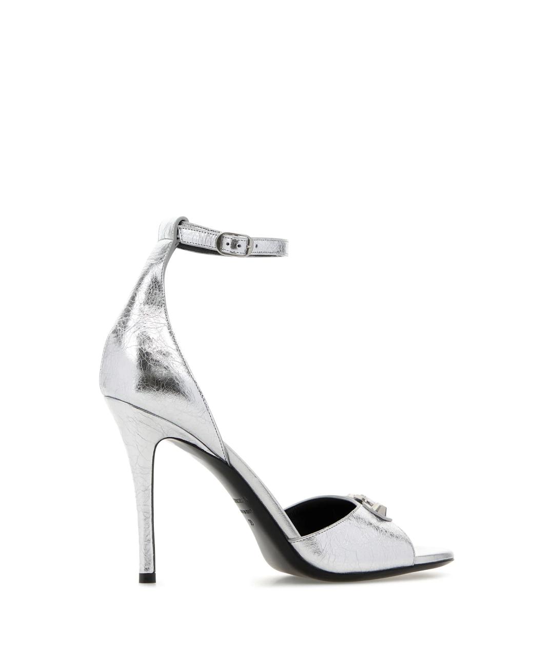 BALENCIAGA Серебряные кожаные босоножки, фото 3