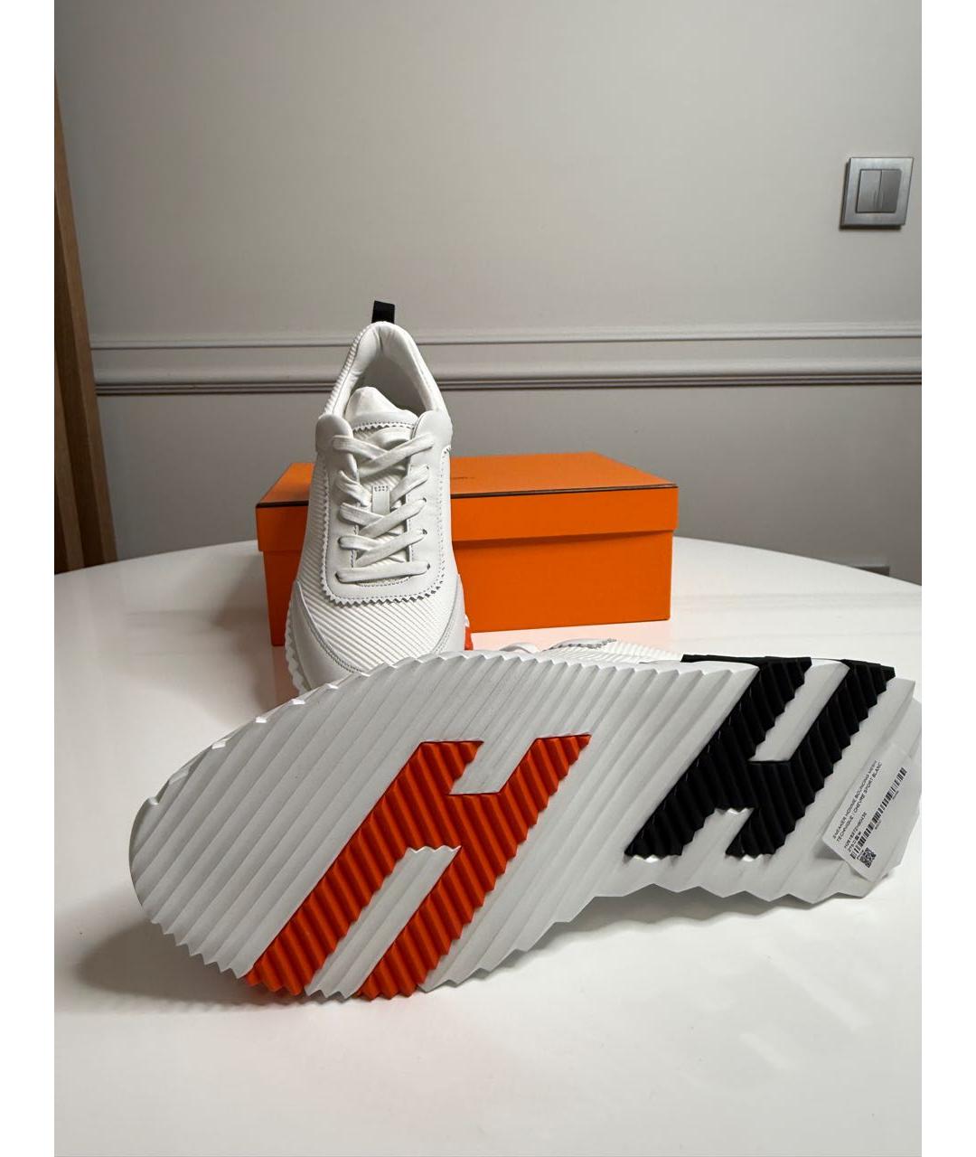 HERMES Белые текстильные низкие кроссовки / кеды, фото 2