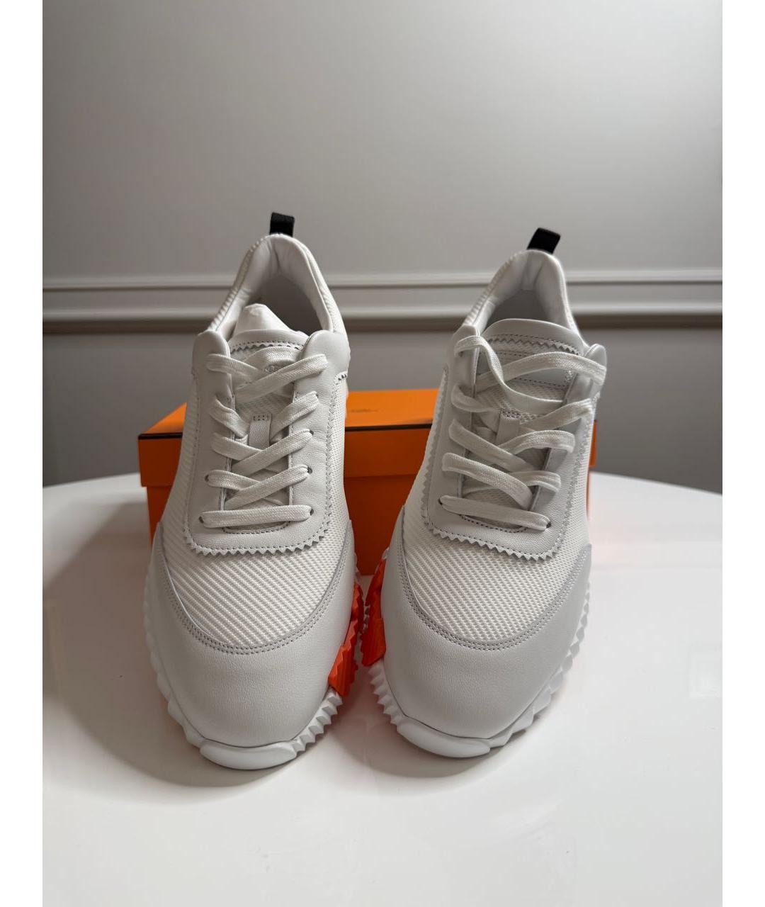 HERMES Белые текстильные низкие кроссовки / кеды, фото 4