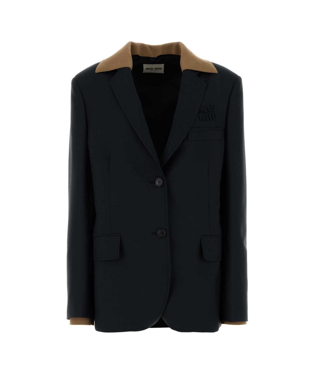 MIU MIU Темно-синий шерстяной жакет/пиджак, фото 1