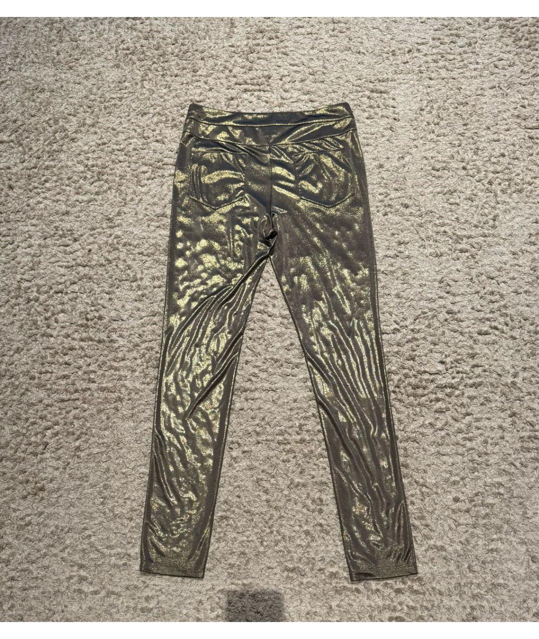 CHANEL Золотые полиэстеровые брюки узкие, фото 2