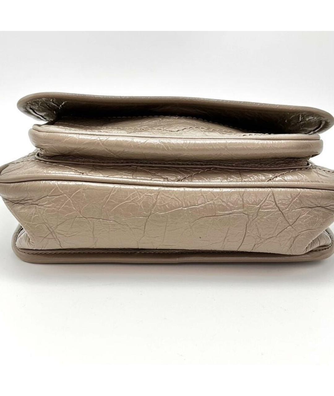 SAINT LAURENT Бежевая кожаная сумка через плечо, фото 6