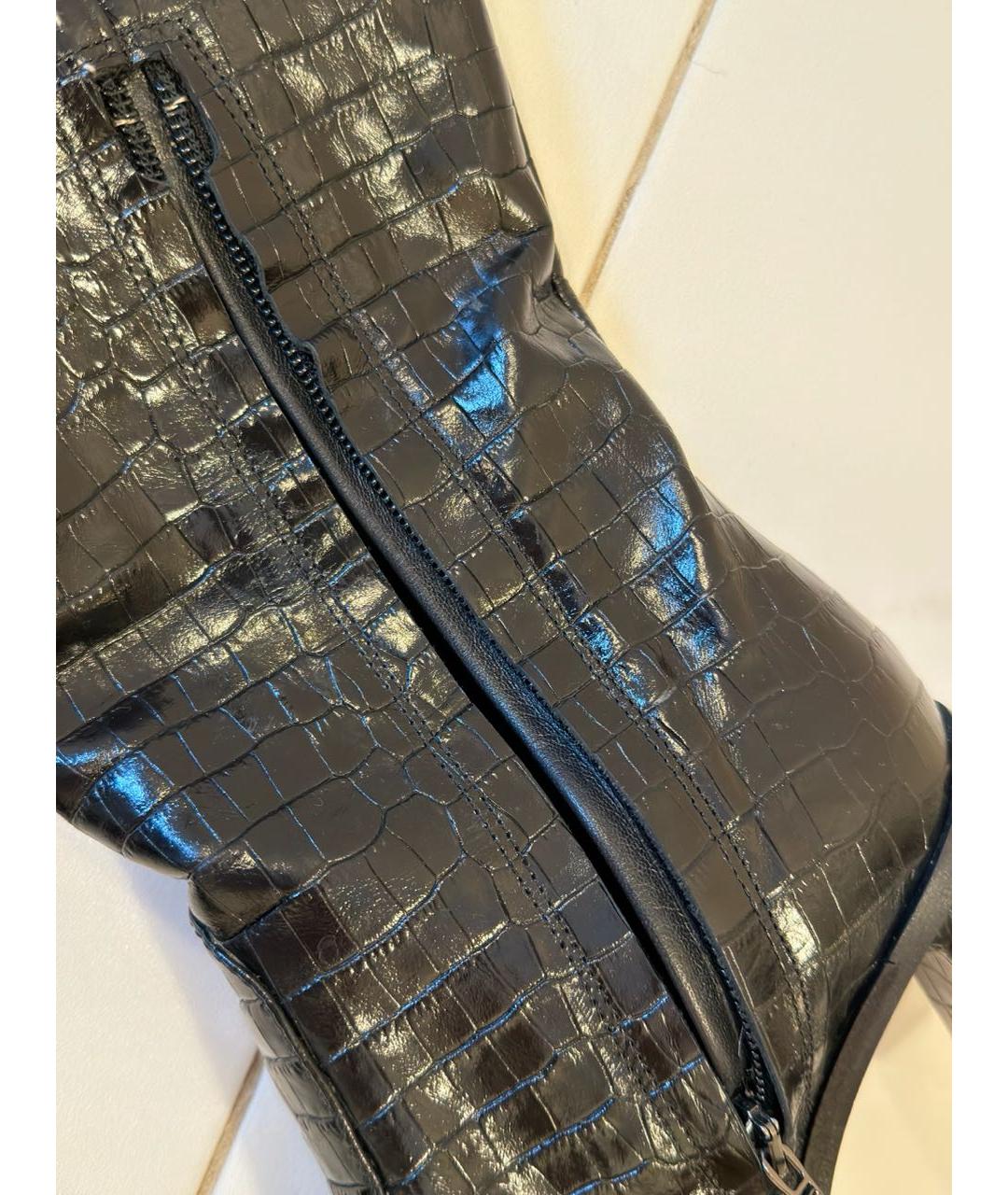 'S MAX MARA Черные ботфорты из лакированной кожи, фото 5