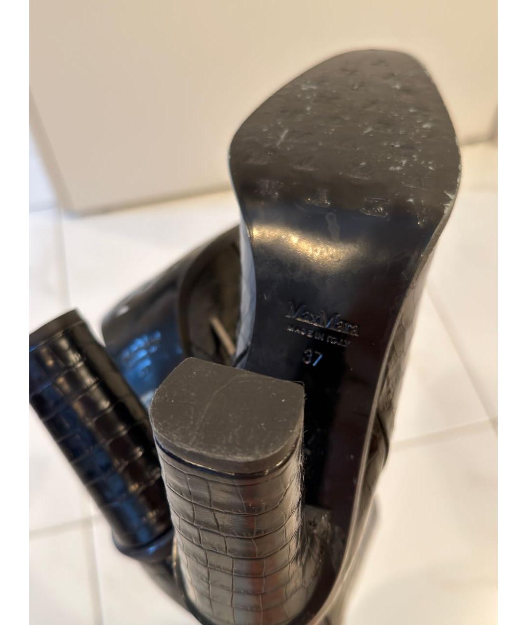 'S MAX MARA Черные ботфорты из лакированной кожи, фото 6