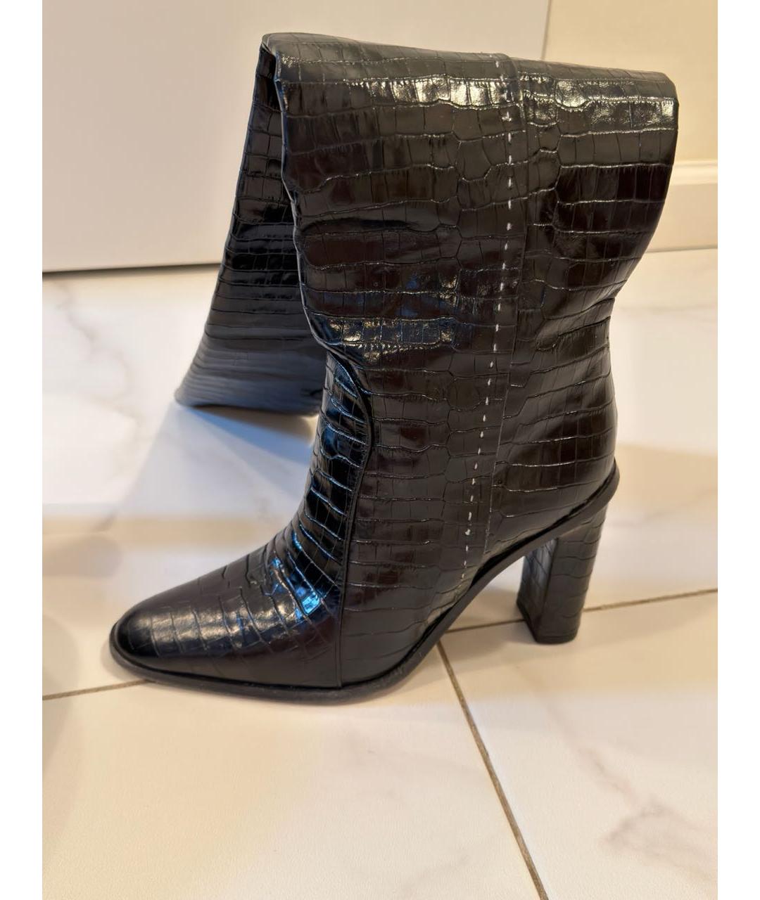 'S MAX MARA Черные ботфорты из лакированной кожи, фото 2