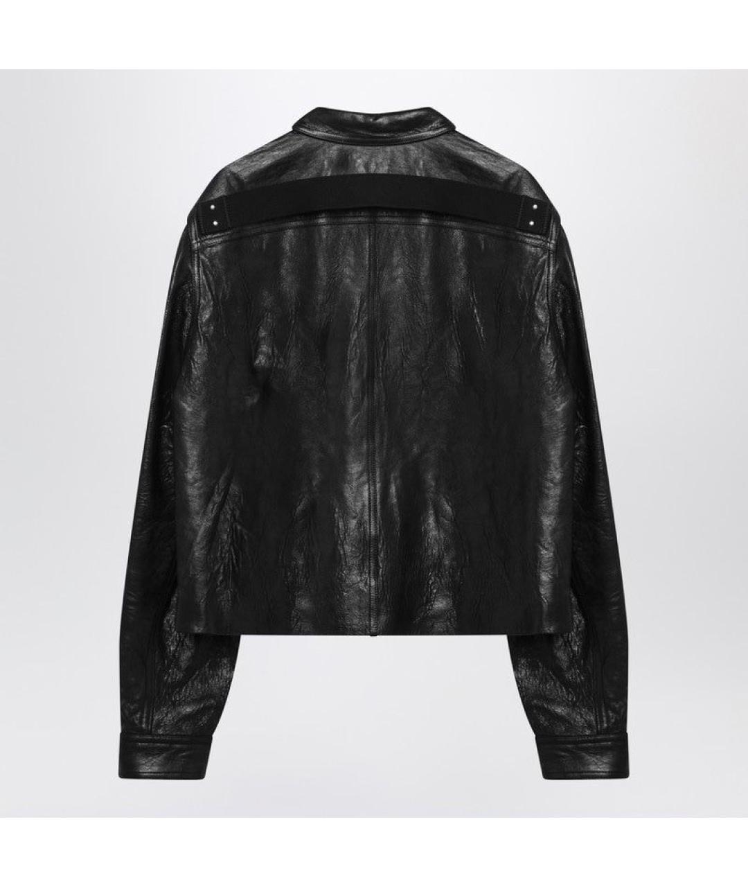 RICK OWENS Черная кожаная куртка, фото 2