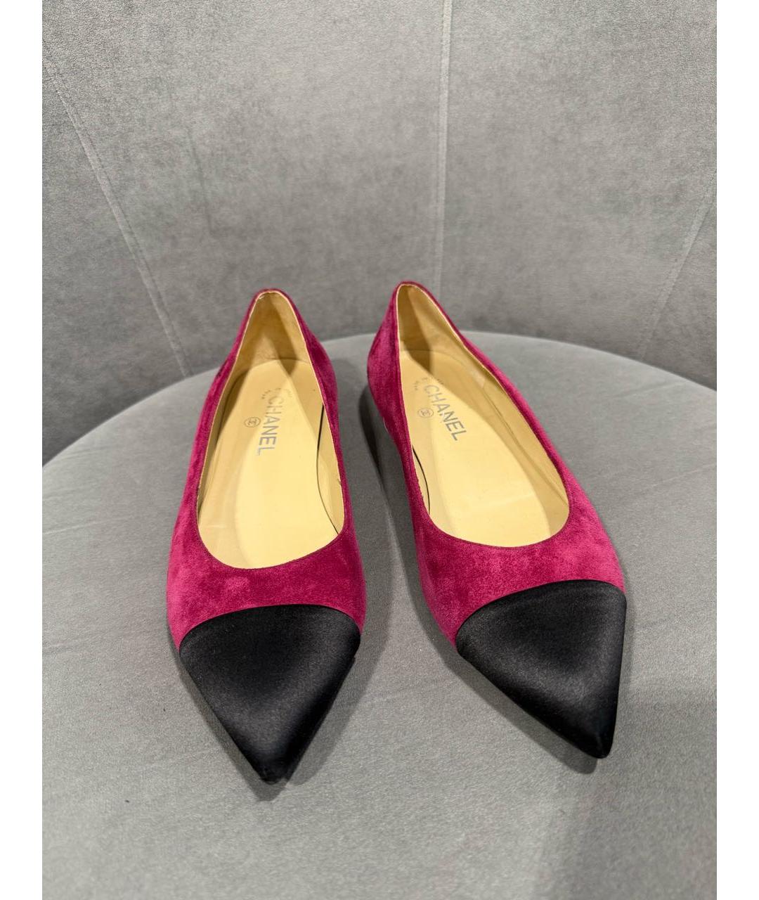 CHANEL Бордовые замшевые балетки, фото 3