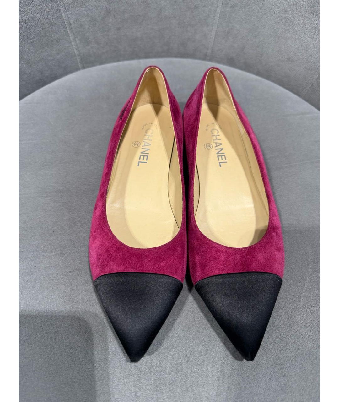 CHANEL Бордовые замшевые балетки, фото 5