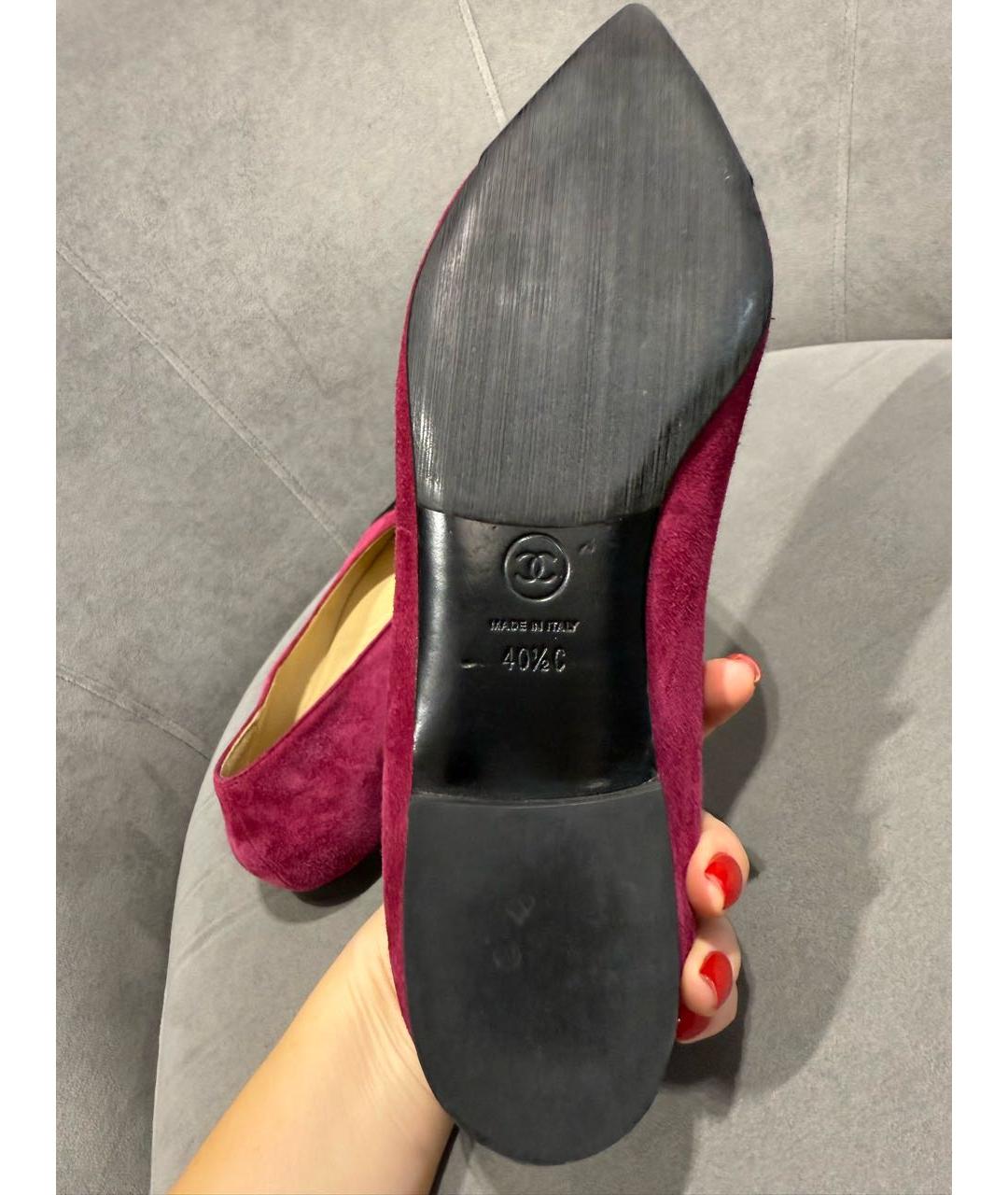CHANEL Бордовые замшевые балетки, фото 6