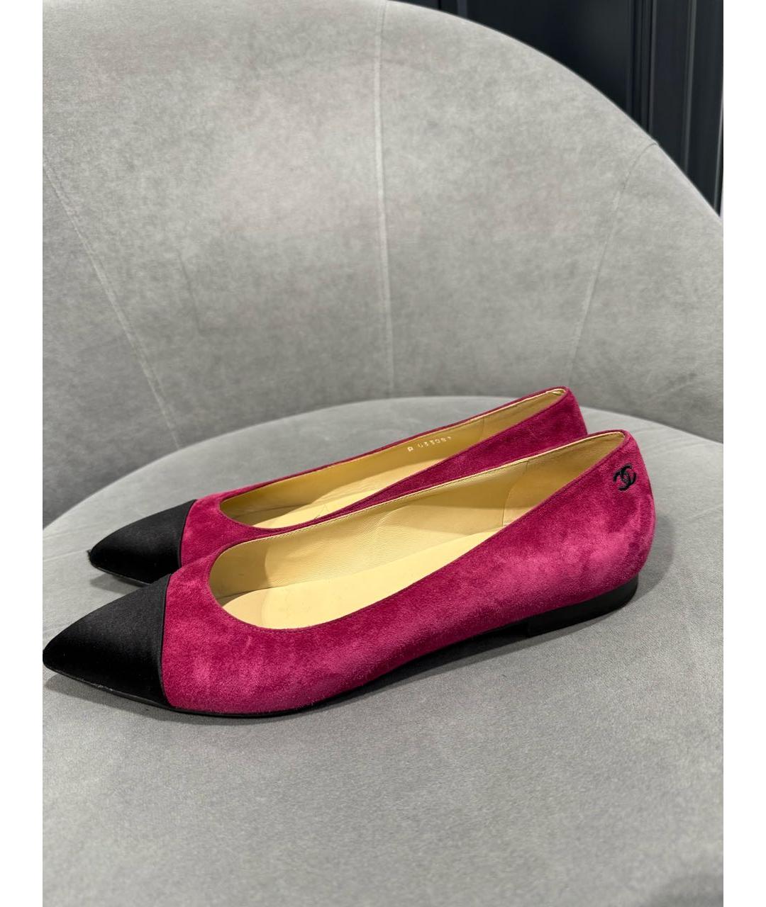 CHANEL Бордовые замшевые балетки, фото 4