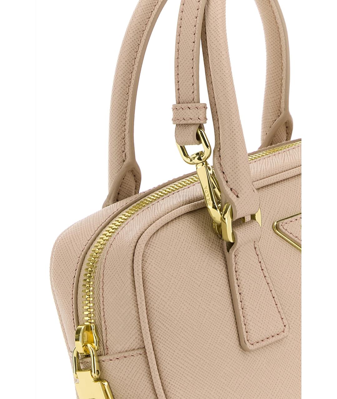 PRADA Бежевая кожаная сумка с короткими ручками, фото 4