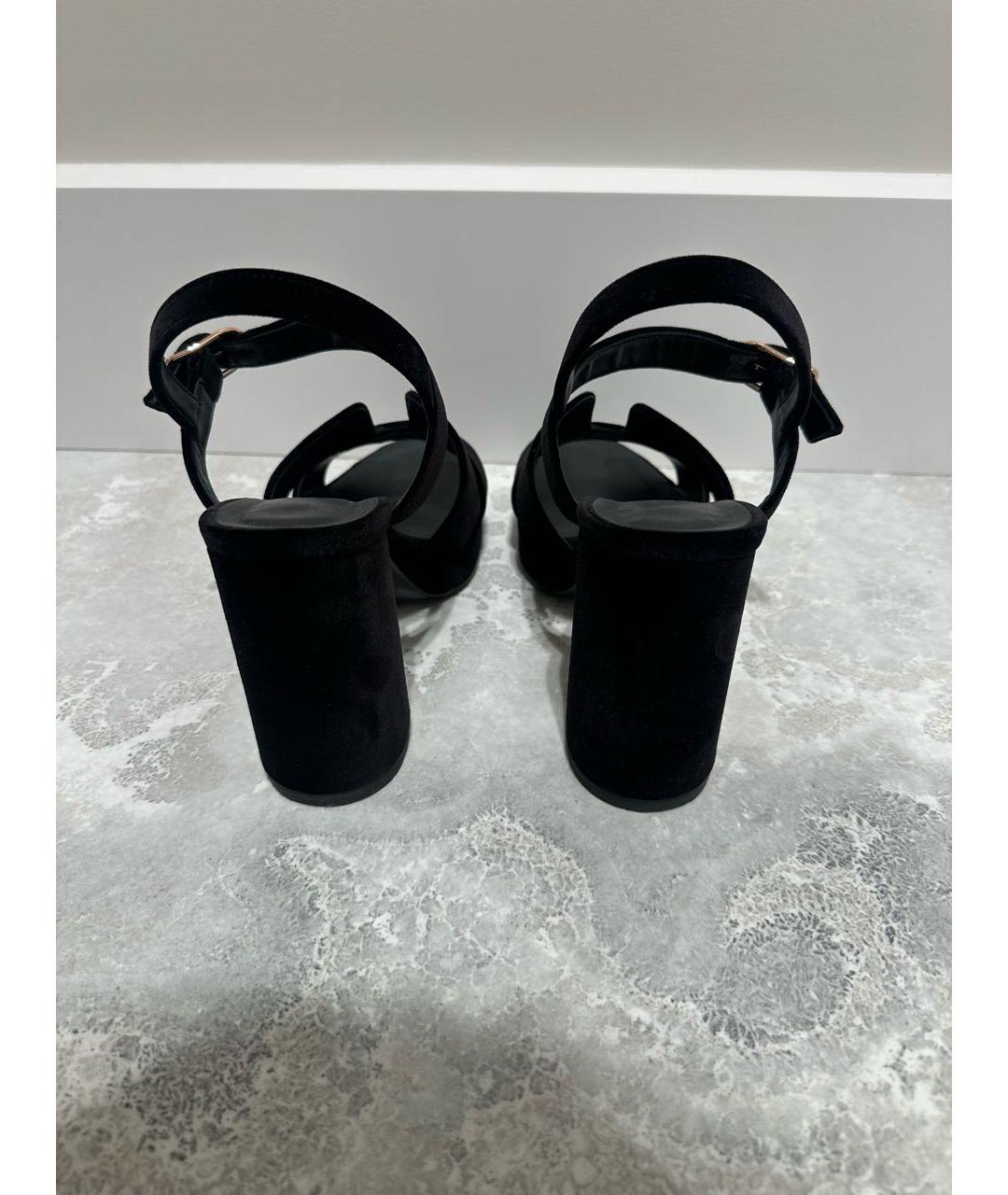 HERMES Черные бархатные босоножки, фото 3