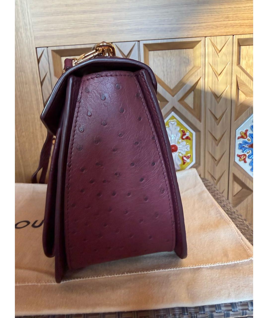 LOUIS VUITTON Бордовая сумка через плечо из экзотической кожи, фото 6