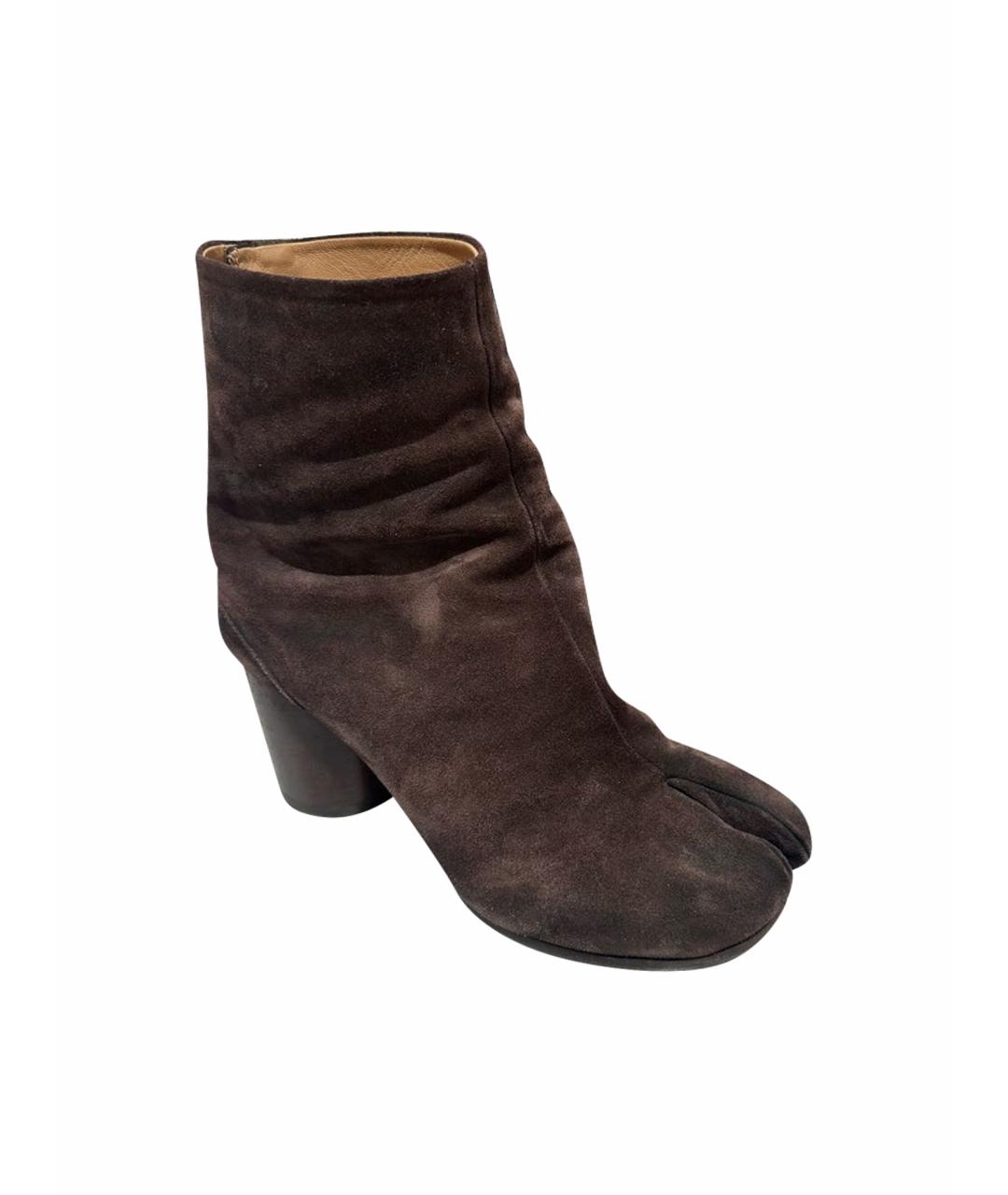 MAISON MARGIELA Коричневые замшевые ботильоны, фото 1