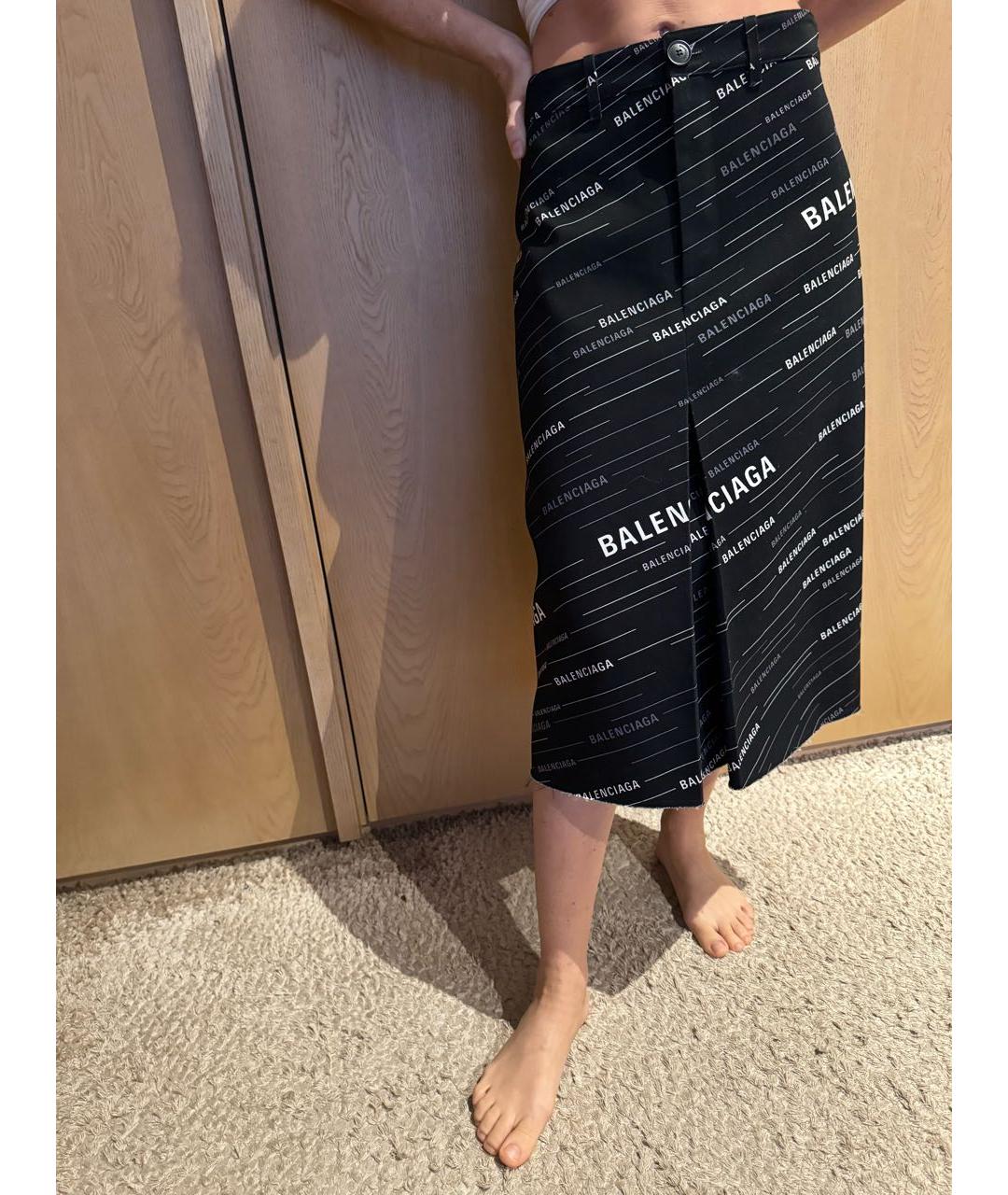 BALENCIAGA Черная хлопковая юбка миди, фото 5