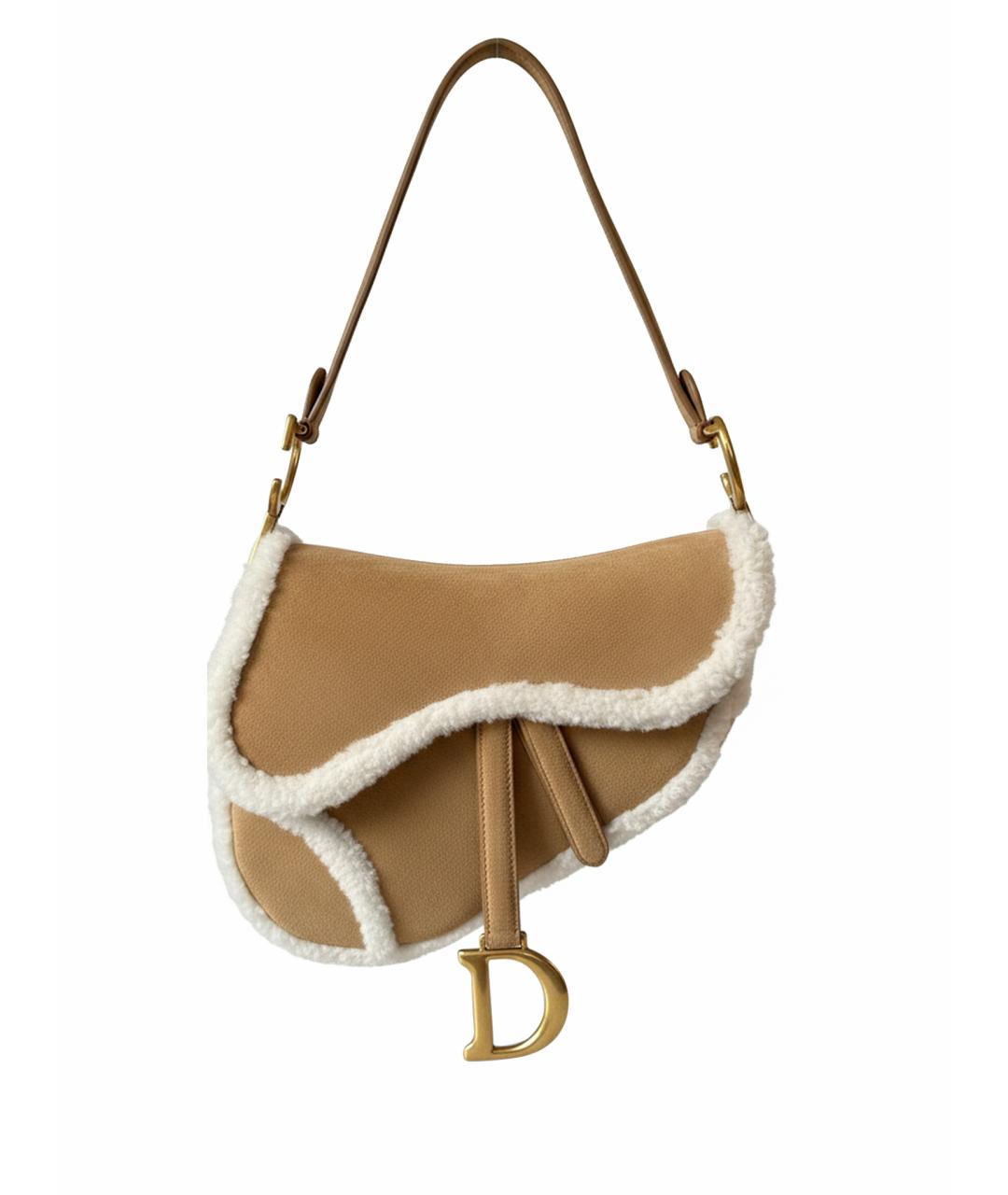CHRISTIAN DIOR Бежевая замшевая сумка с короткими ручками, фото 1