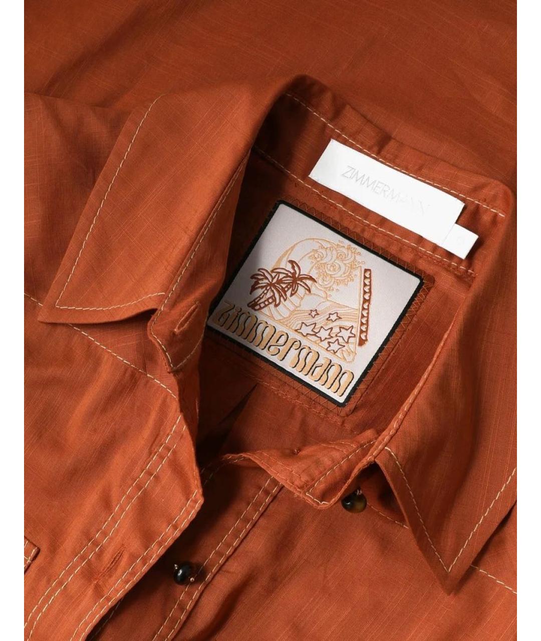 ZIMMERMANN Оранжевая льняная рубашка, фото 4