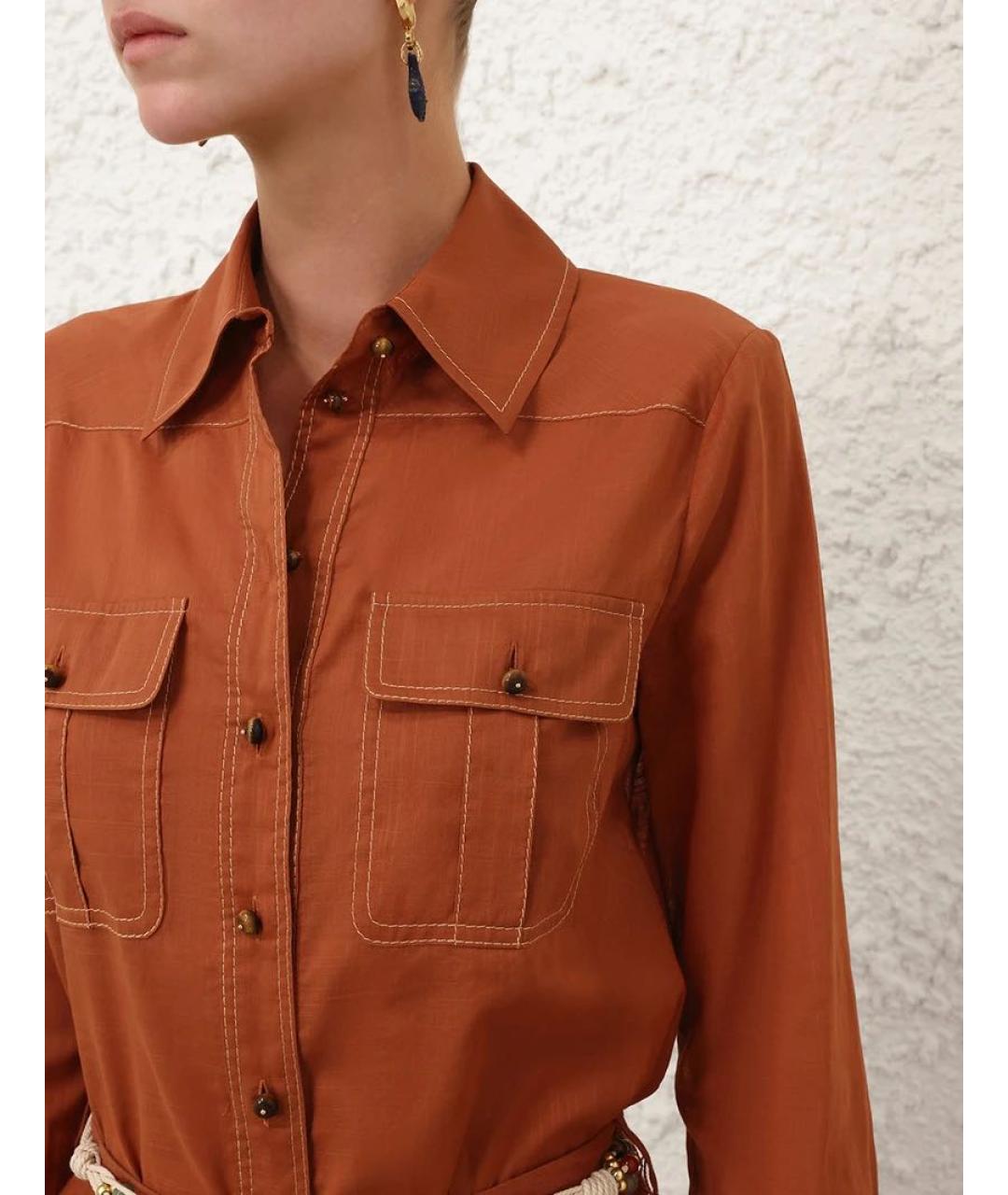 ZIMMERMANN Оранжевая льняная рубашка, фото 3