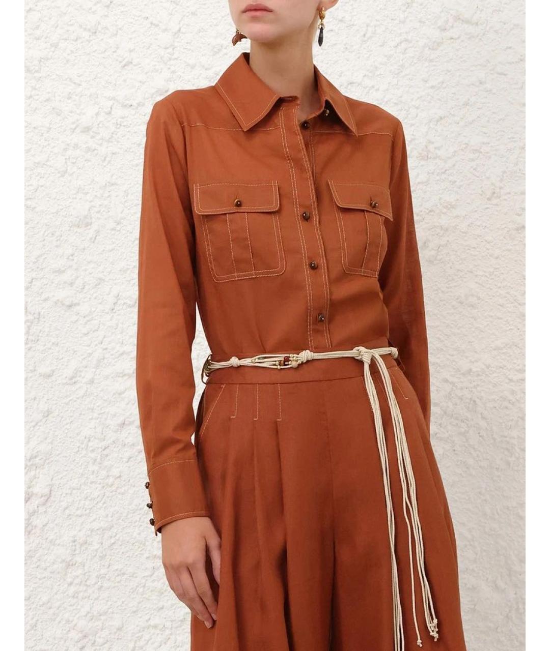 ZIMMERMANN Оранжевая льняная рубашка, фото 2