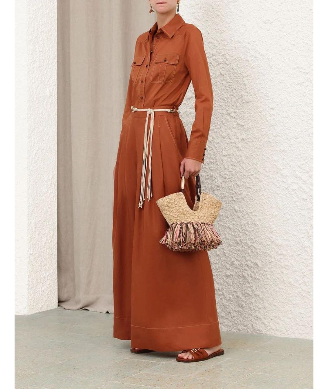 ZIMMERMANN Оранжевая льняная рубашка, фото 5