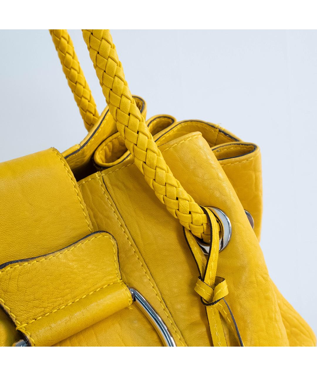 DOLCE&GABBANA Желтая кожаная сумка тоут, фото 5