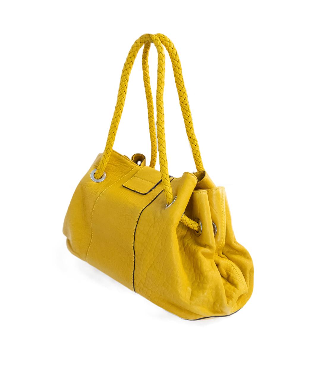 DOLCE&GABBANA Желтая кожаная сумка тоут, фото 4