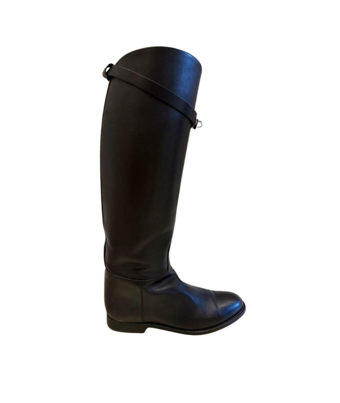 HERMES Черные кожаные сапоги, фото 1