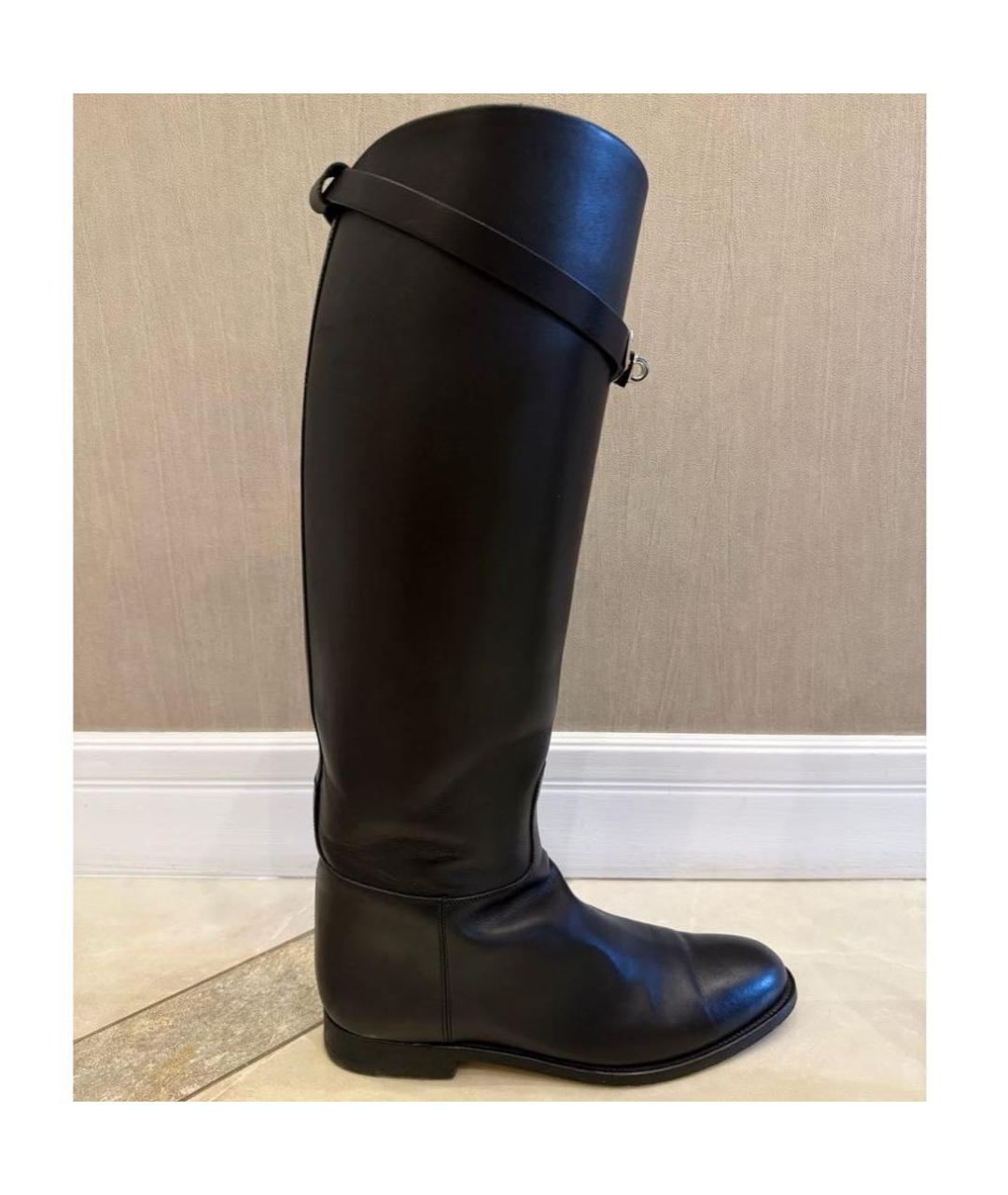 HERMES Черные кожаные сапоги, фото 6