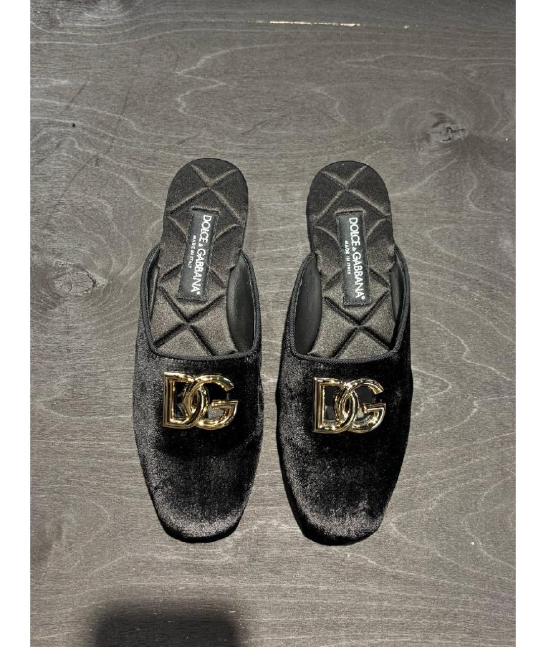 DOLCE&GABBANA Черные текстильные сабо, фото 2